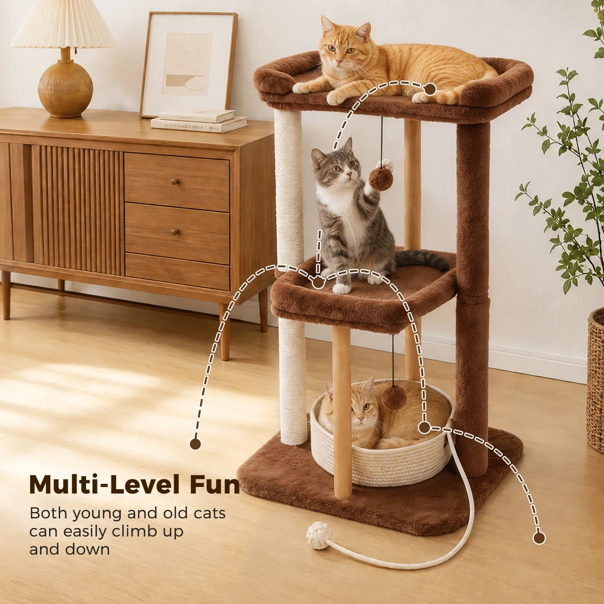 Modern Wood Cat Tree — product view 2